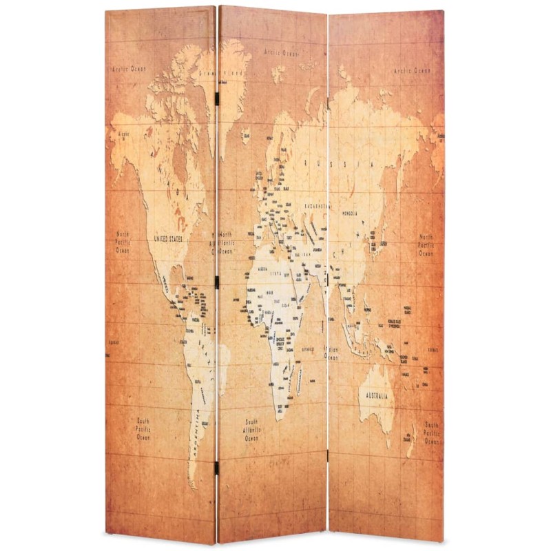 vidaXL Raumteiler klappbar 120 x 170 cm Weltkarte Gelb vidaXL Raumteiler klappbar 120 x 170 cm Weltkarte Gelb