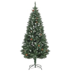 vidaXL Künstlicher Weihnachtsbaum Kiefernzapfen Weißem Glitzer 180 cm