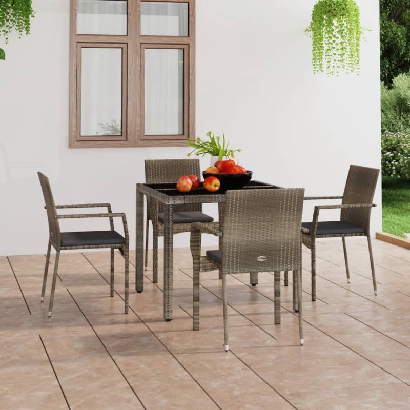 Gartenstühle mit Kissen 4 Stk. Poly Rattan Grau Gartenstühle mit Kissen 4 Stk. Poly Rattan Grau
