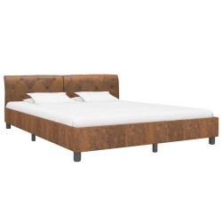 vidaXL Bettgestell Braun Wildleder-Optik 180 × 200 cm