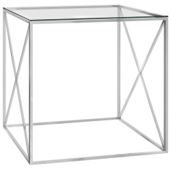 vidaXL Couchtisch Silbern 55x55x55 cm Edelstahl und Glas