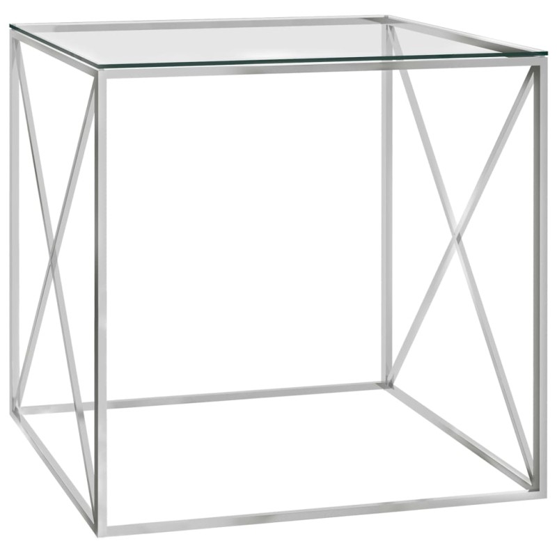 vidaXL Couchtisch Silbern 55x55x55 cm Edelstahl und Glas vidaXL Couchtisch Silbern 55x55x55 cm Edelstahl und Glas