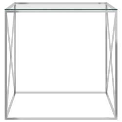vidaXL Couchtisch Silbern 55x55x55 cm Edelstahl und Glas