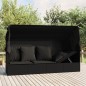 Outdoor-Loungebett mit Dach und Kissen Schwarz Poly Rattan Outdoor-Loungebett mit Dach und Kissen Schwarz Poly Rattan