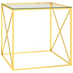 vidaXL Couchtisch Golden 55x55x55 cm Edelstahl und Glas