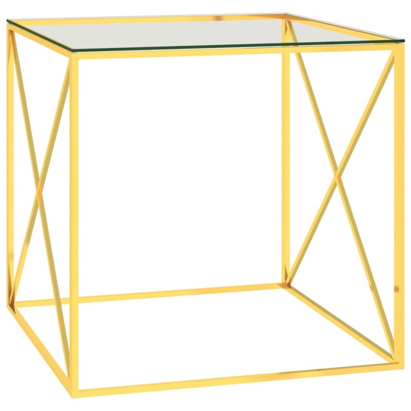 vidaXL Couchtisch Golden 55x55x55 cm Edelstahl und Glas vidaXL Couchtisch Golden 55x55x55 cm Edelstahl und Glas