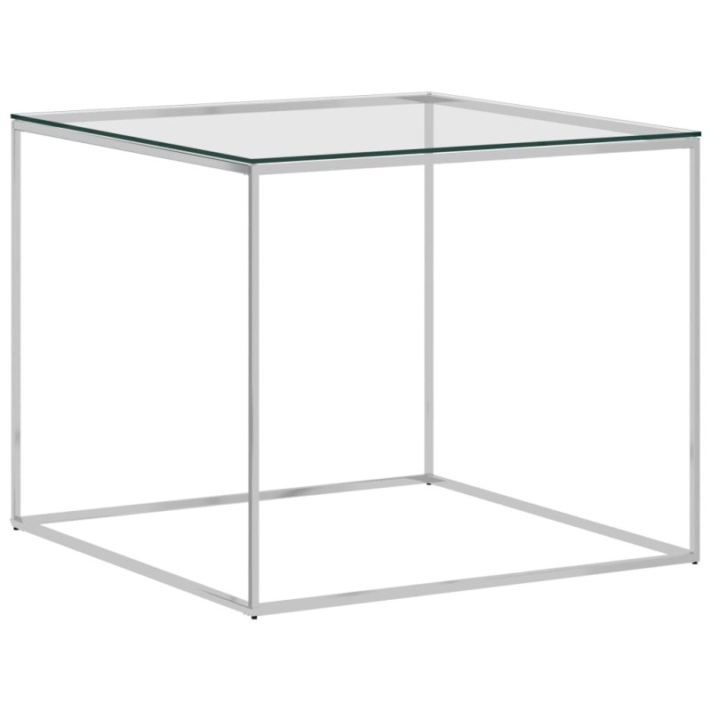 vidaXL Couchtisch Silbern 50x50x43 cm Edelstahl und Glas vidaXL Couchtisch Silbern 50x50x43 cm Edelstahl und Glas
