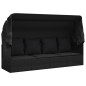 Outdoor-Loungebett mit Dach und Kissen Schwarz Poly Rattan Outdoor-Loungebett mit Dach und Kissen Schwarz Poly Rattan
