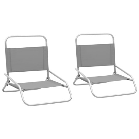 vidaXL Klappbare Strandstühle 2 Stk. Grau Stoff