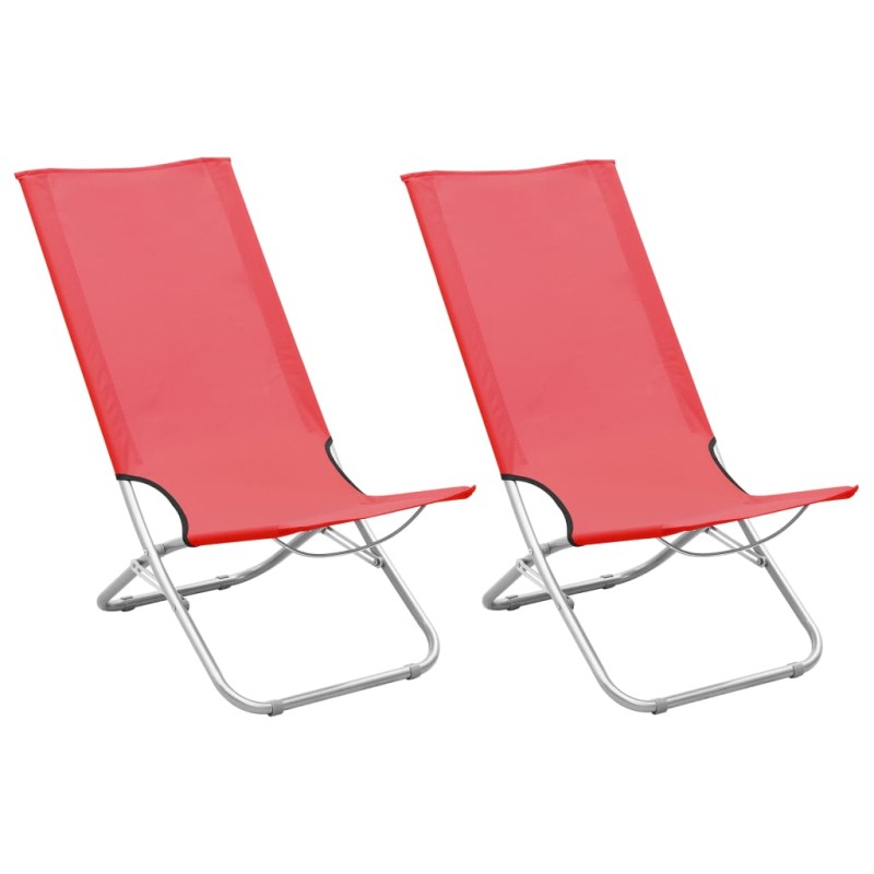 vidaXL Klappbare Strandstühle 2 Stk. Rot Stoff vidaXL Klappbare Strandstühle 2 Stk. Rot Stoff