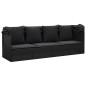 Outdoor-Loungebett mit Dach und Kissen Schwarz Poly Rattan Outdoor-Loungebett mit Dach und Kissen Schwarz Poly Rattan