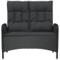 Gartenbank mit Liegefunktion & Kissen 107cm Poly Rattan Schwarz Gartenbank mit Liegefunktion & Kissen 107cm Poly Rattan Schwarz