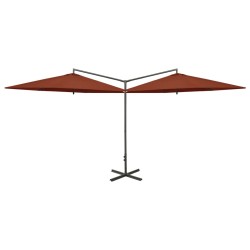 vidaXL Doppel-Sonnenschirm mit Stahlmast Terracotta-Rot 600 cm