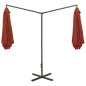 vidaXL Doppel-Sonnenschirm mit Stahlmast Terracotta-Rot 600 cm