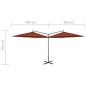vidaXL Doppel-Sonnenschirm mit Stahlmast Terracotta-Rot 600 cm