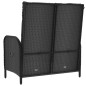 Gartenbank mit Liegefunktion & Kissen 107cm Poly Rattan Schwarz Gartenbank mit Liegefunktion & Kissen 107cm Poly Rattan Schwarz