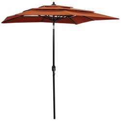 vidaXL Sonnenschirm mit Aluminium-Mast 3-lagig Terracotta-Rot 2x2 m