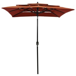 vidaXL Sonnenschirm mit Aluminium-Mast 3-lagig Terracotta-Rot 2x2 m