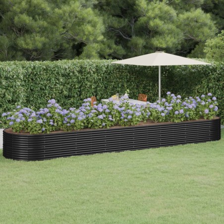 vidaXL Hochbeet Pulverbeschichteter Stahl 584x140x68 cm Anthrazit