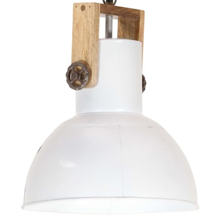 vidaXL Hängelampe Industriestil 25 W Weiß Rund Mangoholz 32 cm E27