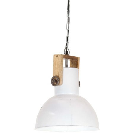 vidaXL Hängelampe Industriestil 25 W Weiß Rund Mangoholz 32 cm E27