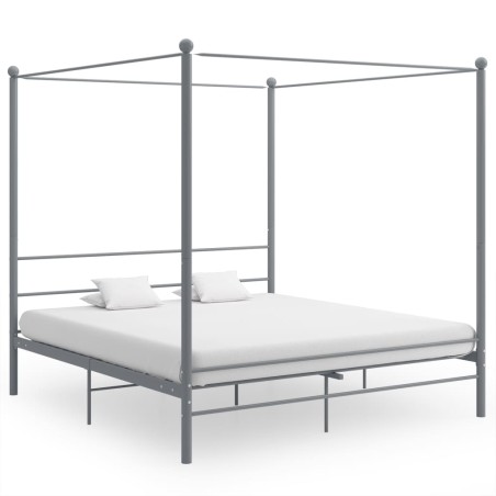 vidaXL Himmelbett Grau Metall 200x200 cm 