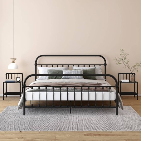 vidaXL Nachttische 2 Stk. Schwarz Metall und Glas