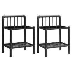 vidaXL Nachttische 2 Stk. Schwarz Metall und Glas