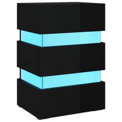 vidaXL LED-Nachttisch Hochglanz-Schwarz 45x35x67 cm Holzwerkstoff