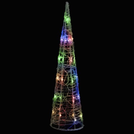 vidaXL LED-Kegel Acryl Weihnachtsdeko Pyramide Bunt 60 cm