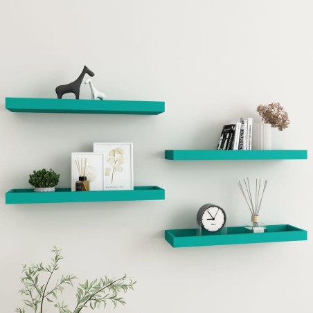 vidaXL Loggia Wandregale 4 Stk. Blau 60x15x4 cm MDF