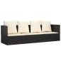 Outdoor-Loungebett mit Kissen Schwarz Poly Rattan Outdoor-Loungebett mit Kissen Schwarz Poly Rattan