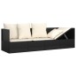 Outdoor-Loungebett mit Kissen Schwarz Poly Rattan Outdoor-Loungebett mit Kissen Schwarz Poly Rattan