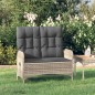 vidaXL Gartenbank mit Liegefunktion und Kissen 107 cm Poly Rattan Grau vidaXL Gartenbank mit Liegefunktion und Kissen 107 cm Poly Rattan Grau