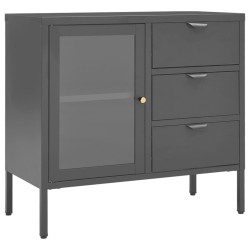 vidaXL Sideboard Anthrazit 75x35x70 cm Stahl und Hartglas