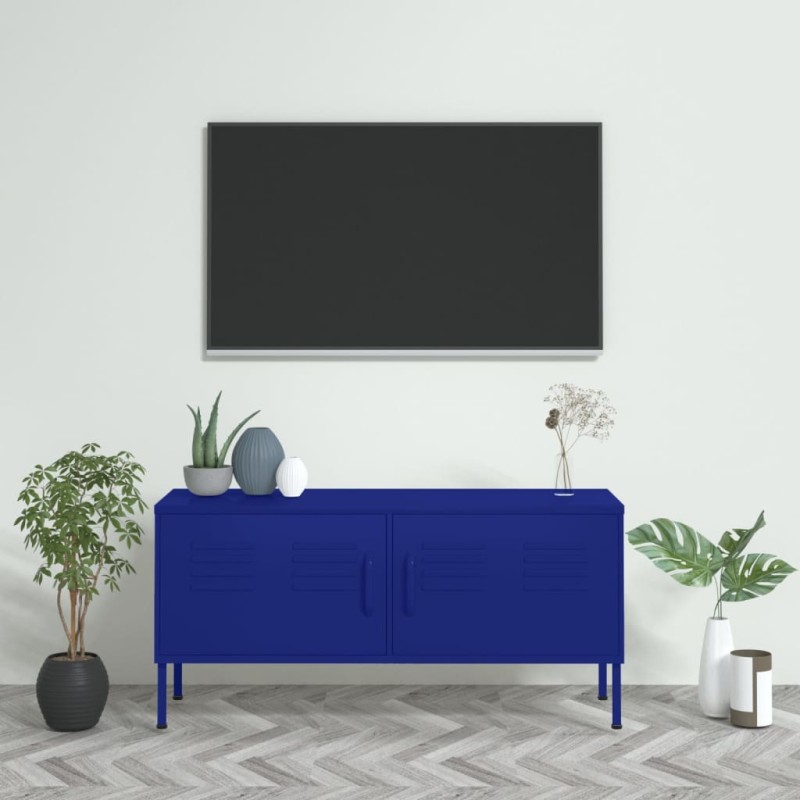 vidaXL TV-Schrank Marineblau 105x35x50 cm Stahl vidaXL TV-Schrank Marineblau 105x35x50 cm Stahl