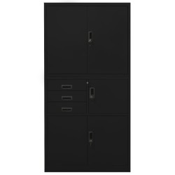 vidaXL Büroschrank Schwarz 90x40x180 cm Stahl 