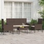 4-tlg. Garten-Lounge-Set mit Kissen Braun Poly Rattan 4-tlg. Garten-Lounge-Set mit Kissen Braun Poly Rattan