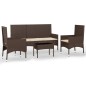 4-tlg. Garten-Lounge-Set mit Kissen Braun Poly Rattan 4-tlg. Garten-Lounge-Set mit Kissen Braun Poly Rattan