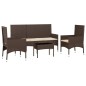 4-tlg. Garten-Lounge-Set mit Kissen Braun Poly Rattan 4-tlg. Garten-Lounge-Set mit Kissen Braun Poly Rattan