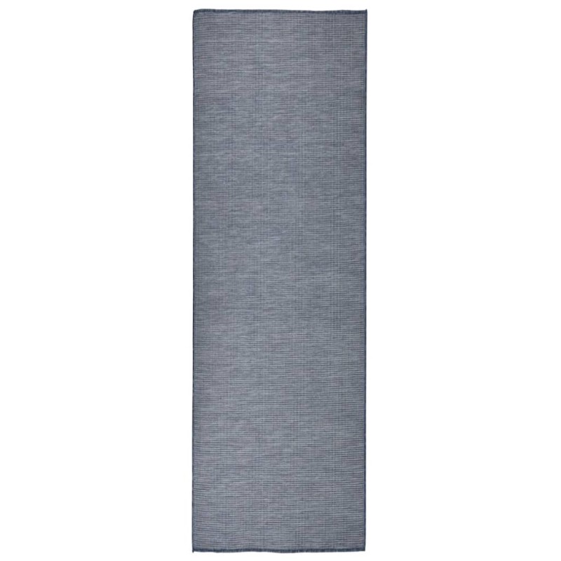 vidaXL Outdoor-Teppich Flachgewebe 80x250 cm Blau vidaXL Outdoor-Teppich Flachgewebe 80x250 cm Blau