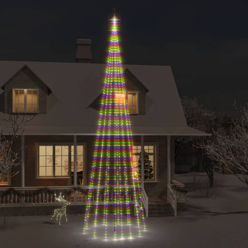 vidaXL LED-Weihnachtsbaum für Fahnenmast Mehrfarbig 1134 LEDs 800 cm vidaXL LED-Weihnachtsbaum für Fahnenmast Mehrfarbig 1134 LEDs 800 cm