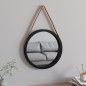 vidaXL Wandspiegel mit Riemen Schwarz Ø 45 cm vidaXL Wandspiegel mit Riemen Schwarz Ø 45 cm
