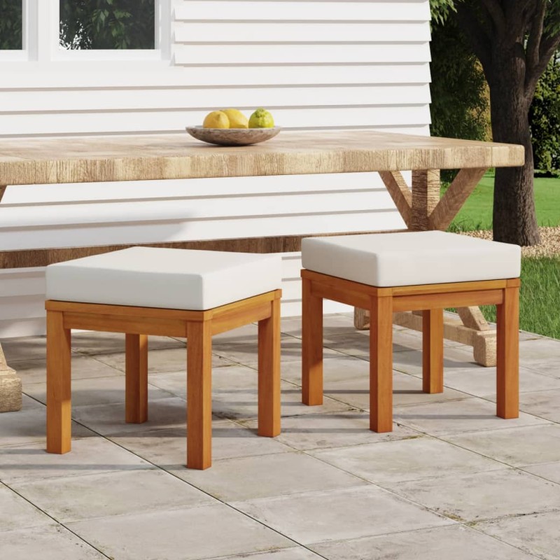 Gartenhocker mit Kissen 2 Stk. 40x40x42 cm Massivholz Akazie Gartenhocker mit Kissen 2 Stk. 40x40x42 cm Massivholz Akazie