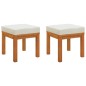 Gartenhocker mit Kissen 2 Stk. 40x40x42 cm Massivholz Akazie Gartenhocker mit Kissen 2 Stk. 40x40x42 cm Massivholz Akazie