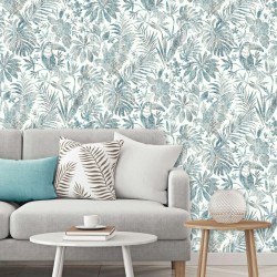 DUTCH WALLCOVERINGS Tapete Blatt- und Tukan-Motiv Blau