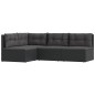 vidaXL 4-tlg. Garten-Lounge-Set mit Kissen Schwarz Poly Rattan vidaXL 4-tlg. Garten-Lounge-Set mit Kissen Schwarz Poly Rattan