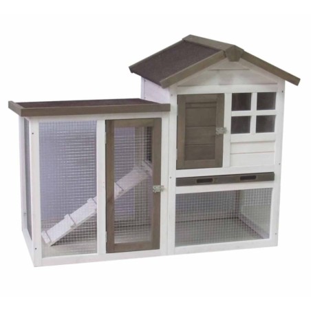 @Pet Kaninchenstall Gerlos Weiß und Braun 122x62x93 cm