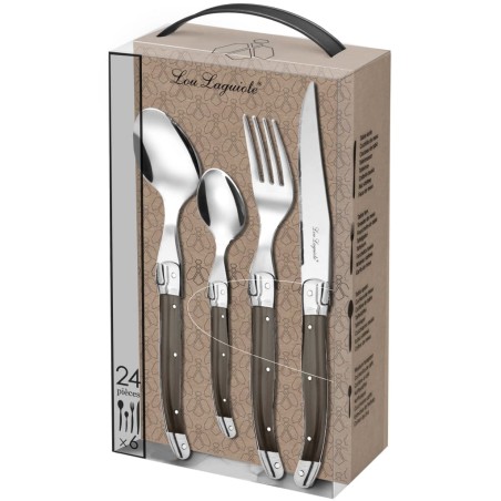 Lou Laguiole 24-tlg. Besteck-Set Tradition Pfeffer