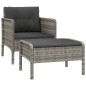 2-tlg. Garten-Lounge-Set mit Kissen Grau Poly Rattan 2-tlg. Garten-Lounge-Set mit Kissen Grau Poly Rattan